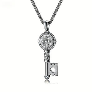 St Benedict Exorcist Key Necklace <b>Titanium</b> Steel Pendant Unisex Everyday Wear - Product Image 5