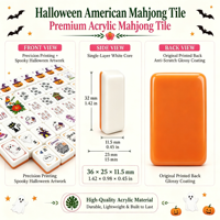 Nuevo Juego de Mahjong Americano con Fichas de Acrílico Impresas con Diseño de Calabaza y Fantasma de Halloween para Juego Familiar y Fiesta de Halloween