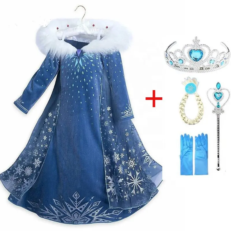 2023 New Elsa Kleid Mädchen Party Vestidos Cosplay Mädchen Kleidung Anna Snow Queen Print Geburtstag Prinzessin Kleid Kinder Kostüm