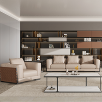 Ensemble de canapés de bureau en cuir personnalisables pour les directeurs exécutifs, pour une utilisation dans les halls d'hôtel