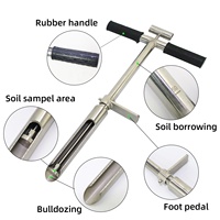 Sonde d'échantillonnage de sol en acier inoxydable avec poignée en T et pédale pour l'échantillonnage de sol dans les jardins, pelouses et fermes
