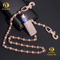 Étui à briquet personnalisé de luxe pour rappeur, en or rose, GRA Hip Hop Iced Out, en argent 925, avec moissanite VVS et chaîne à perles