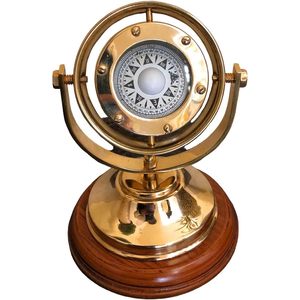 Brújula Náutica Analógica de Latón de 5'' de Alta Precisión, Decoración para el Hogar, Guía Direccional, Uso en Senderismo y Actividades al Aire Libre - Product Image 1