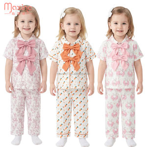 Pijamas de Fresa Personalizables con Logotipo e Impresión, Ropa para Niñas con Lazo, Serie Linda, Conjunto de Pijamas para Hermanas - Product Image 3