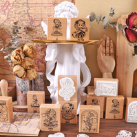 2026 Tampons flash carrés en bois personnalisés, de haute qualité, mignons, DIY, multi-types, motif floral en dentelle vintage, écologiques