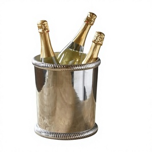 Seau à glace argenté de 3 litres, designs et logo personnalisables, en métal de qualité alimentaire, refroidisseur à champagne et vin, technique de moulage à la main - Product Image 1