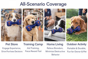 Juguete de goma indestructible para perros con mancuernas, dispensador de alimentos a prueba de fugas, juguete masticable resistente a mordeduras para estimulación mental y cuidado dental - Product Image 5