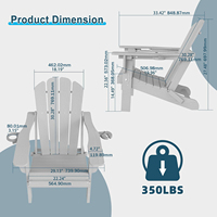 Ensemble de 2 chaises Adirondack modernes réglables en HDPE, blanches |   Supports de téléphone pliables inclinables à 3 positions, portables, résistants aux intempéries