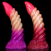 Plug anal irrégulier en forme de tire-bouchon serpentin ; Dildo réaliste en silicone liquide à dégradé de couleurs ; Masturbateur féminin ; Jouet sexuel