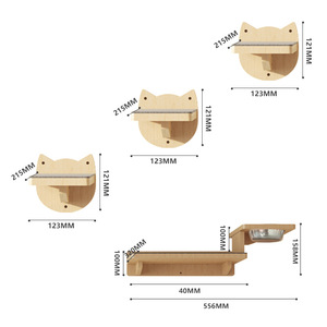 Wood Wall Mounted <b>Cat</b> <b>Shelf</b> With Scratch Board For <b>Cats</b> Modern Pet Furniture Rectangle Solid Design - Product Image 2
