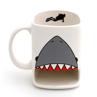 Tasse à thé en porcelaine personnalisée Shark Week avec porte-biscuits, mug à biscuits en céramique de dessin animé