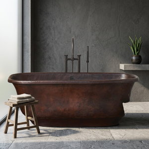 Bañera Ovalada de Cobre, Bañera Metálica Independiente sin Tapa, Bañera Clásica para Adultos para el Baño del Hogar - Product Image 1