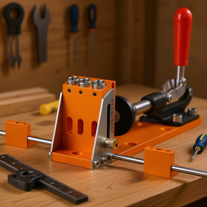 Kit de système de gabarit pour trous de poche de 11 pouces avec pince en C, forets étagés et butées de perçage pour projets de menuiserie DIY - Product Image 2