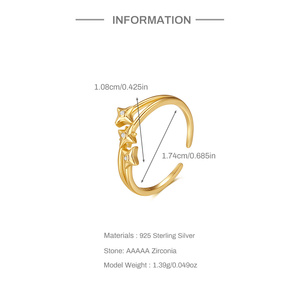 Nouvelle bague étoile à quatre branches et étoile à huit branches en argent 925, design luxueux - Product Image 6