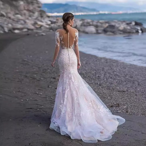 Off The Shoulder Lace Wedding Dress Mermaid Silhouette Sweetheart Neckline White Bridal Gown With Train Vintage Style - Product Image 2