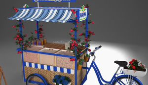 Kiosque alimentaire extérieur élégant, <span class=keywords><strong>chariot</strong></span> à snack mobile, <span class=keywords><strong>chariot</strong></span> <span class=keywords><strong>de</strong></span> nourriture <span class=keywords><strong>de</strong></span> rue avec vélo décoratif, utilisé en devanture <span class=keywords><strong>de</strong></span> magasin, centre commercial - Product Image 4