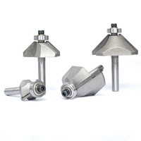 4 pièces, fraises à chanfreiner rondes à 45 degrés, 1/4 de pouce, avec roulement, outils de coupe CNC, fraises à bois