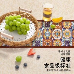 Printed Rectangular Tablecloth PVC Washable Waterproof Oilproof Stain Resistant Heat Resistant Home Use - Product Image 4