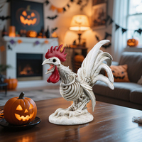 Estatua de Gallo Esqueleto, Figura de Pollo Esqueleto, Escultura de Animal Esqueleto Gótico para Decoración de Interiores, Exteriores y Fiestas en Casa