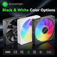 Ventilateur de boîtier PC SNOWMAN BS120-ARGB-BK 120mm Noir ARGB 76.8CFM à haut débit d'air, roulement hydraulique PWM, synchronisation 5V 3 broches, vente en gros
