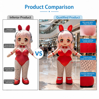 Costume gonflable publicitaire 360° personnalisé en forme de lapine de dessin animé pour événement extérieur