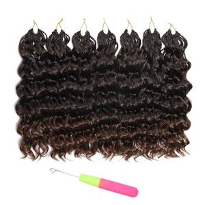 Extensions de cheveux humains ondulés bouclés colorés au crochet, nœuds miracle, tresses bohèmes, cheveux au crochet <span class=keywords><strong>invisibles</strong></span> - Product Image 1