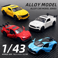 Voiture de sport miniature en alliage métallique écologique à l'échelle 1:43, modèle M4 Divo Mustang ZL1, avec portes ouvrables et fonction de recul, jouet pour enfants, cadeau