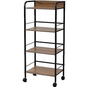 Chariot de cuisine moderne à 3 niveaux en acrylique transparent avec cadre en métal doré et 4 roulettes, type autoportant pour rangement - Product Image 1