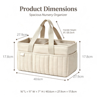 Sac de rangement matelassé élégant et portable en coton pour coussinets et couches de bébé, idéal pour les nouvelles mamans