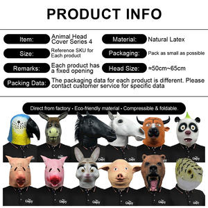 Masques en latex de tête d'animal de styles variés, accessoires amusants pour fête costumée d'Halloween, vente en gros, logo personnalisé - Product Image 3