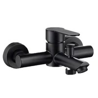 Robinet Mitigeur Mural Contemporain Noir Mat en Acier Inoxydable 304 à Double Sortie pour Douche et Baignoire de Salle de Bain