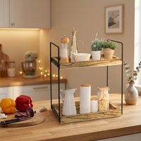 Plateau de rangement en bois multifonctionnel moderne et écologique, mobile et durable, pour cuisine et salle de bain, organisateur sur pied en bois, vente en gros