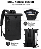 Mochila Extensible con Cierre Enrollable Impermeable, Mochila para Portátil de 15.6 Pulgadas con USB para Hombres y Mujeres, para Camping y Viajes