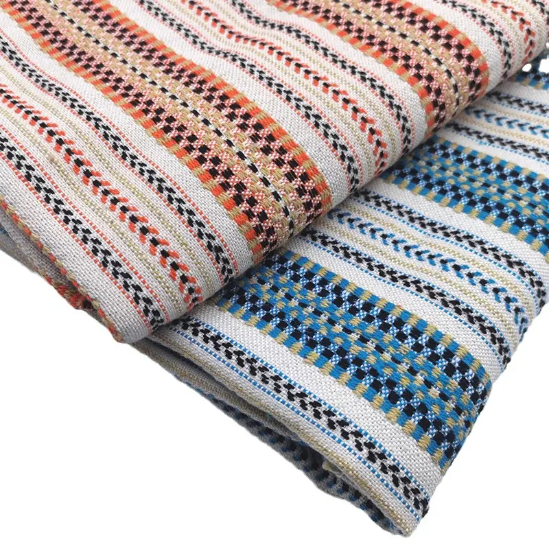 2024 Yarn Dyed Stripe Knitted Jacquard Weave Canvas Fabric Cotton Combed Dyed Cotton Fabric Jacquard Canvas