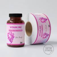 Étiquettes personnalisées imperméables pour bouteilles de compléments alimentaires, impression en rouleau, autocollantes, holographiques, laminées, pour vitamines et médicaments