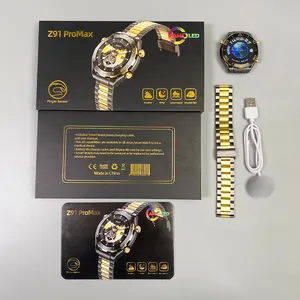 Relógio inteligente Z91 Pro Max de alta qualidade com logotipo de marca própria personalizado AMOLED rastreador de fitness, redondo, ODM 2024 Oem