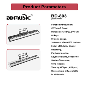 <span class=keywords><strong>Clavier</strong></span> électronique portable BD MUSIC BD-803B 88 touches, piano numérique grand format, instruments de musique <span class=keywords><strong>MIDI</strong></span>, orgue électrique - Product Image 4
