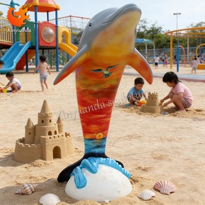 Kleurrijk beschilderd dolfijnensculptuur van glasvezel, <span class=keywords><strong>aquarium</strong></span> themapark decoratie, decoratie voor maritieme attractieparken - Product Image 2