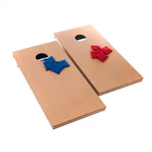 Mini conjunto de jogo cornhole de madeira, conjunto para família com 4 bolas de grãos