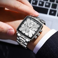 Reloj Poedagar 866 para Hombre, de Lujo, Cuadrado, Cronógrafo, Acero Inoxidable, Luminoso, Resistente al Agua, Venta al Por Mayor, Directo de Fábrica, Listo para Enviar