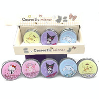 12 pièces mignon dessin animé poche miroir Kits rapide sable Portable petit voyage maquillage miroir avec LED pour enfants et filles sac à main
