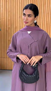 Loriya 2025 élégant nouveau Abaya ouvert Kimono Cardigan en gros femmes vêtements islamiques couleurs unies pour l'automne pour Dubaï <span class=keywords><strong>Turquie</strong></span> - Product Image 2