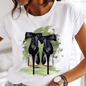 T-shirt blanc femme coupe du vin T-shirt imprimé Harajuku haut décontracté motif graphique grande taille filles à manches courtes vêtements T-Shirt - Product Image 3