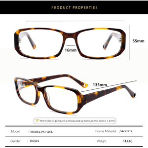 Sunray Custom Packaging Demo Lens Acetate Handmade Lightweight Durable Unisex Anti-Blue Light Eco-Friendly Eyeglasses <b>Frames</b> - Product Image 4
