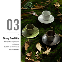 Fabrication de céramique Tasse en porcelaine unique émaillée noire créative de haute qualité Tasses de café avec soucoupe