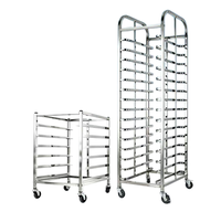 Chariot de boulangerie mobile en acier inoxydable sur mesure pour plateaux de cuisson, idéal pour fours à pain, restaurants, cuisines et le stockage de produits alimentaires.
