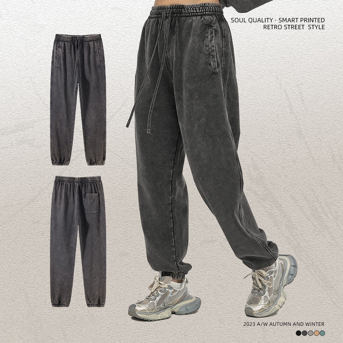 グランドホールセール Xinglan Pants Sweat Washed Acid Weight Heavy Vintage Cotton 100% パンツ