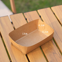Boîte en papier kraft à fond ouvert, plateau pliable pour frites, poulet frit, saucisses grillées à emporter
