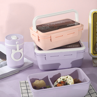 Boîte à lunch scolaire personnalisable en gros à 2 compartiments, en plastique de qualité alimentaire, adaptée aux enfants