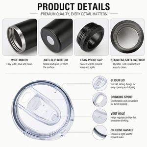 Custom Logo Powder Coated Vacuum <b>Insulated</b> <b>Mug</b> 16Oz 4 in 1 Can Cooler Stainless Steel Tumbler With 2 Lids - Product Image 3